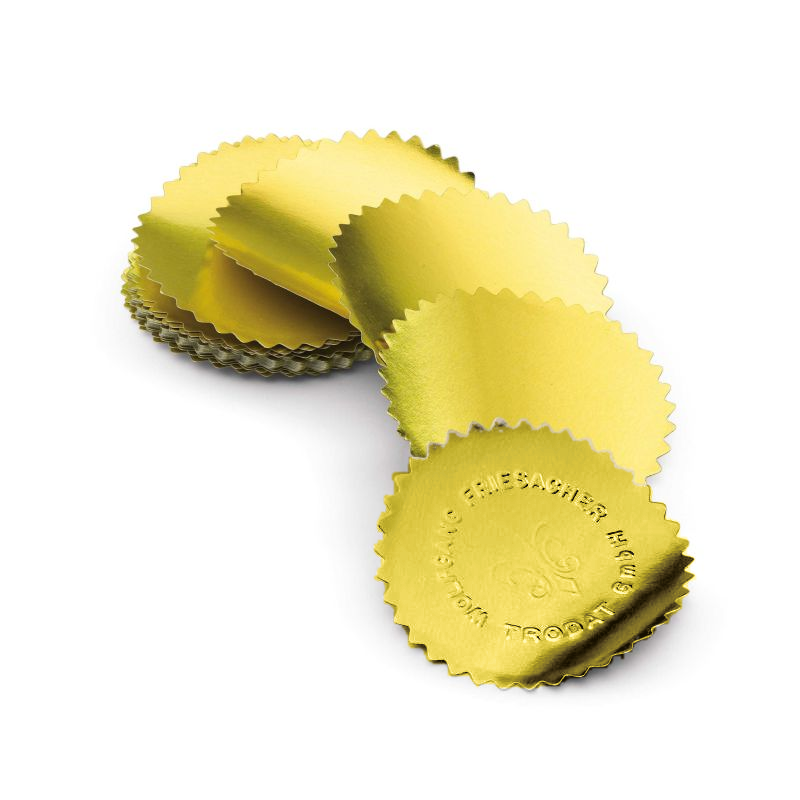 10 Siegeletiketten, Ø 55mm, gold