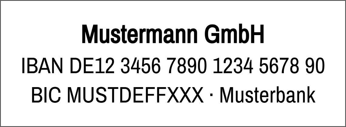 Vorschau der Vorlage 38x14 Bankverbindung