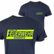 Feuerwehr T-Shirt Deep-Navy inkl. Druck Neongelb | T7